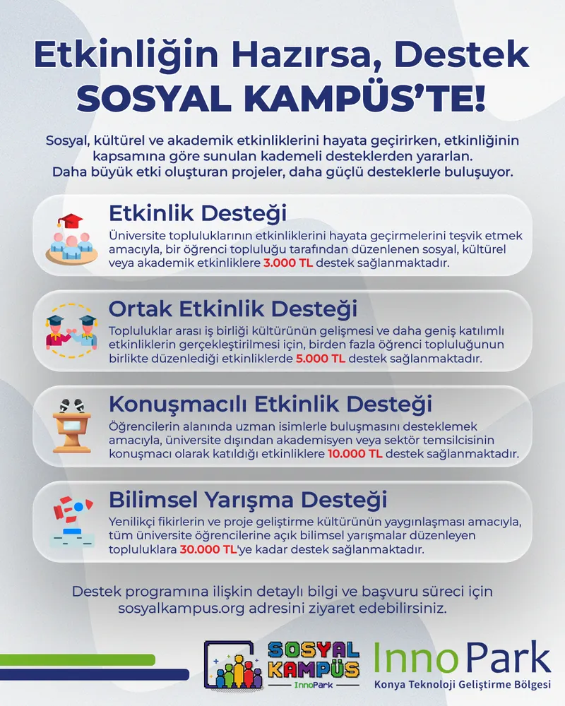 ETKİNLİĞİN HAZIRSA, DESTEK SOSYAL KAMPÜS'TE! afişi