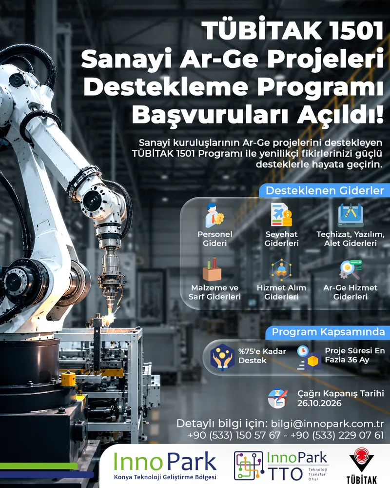 TÜBİTAK 1501 sanayi Ar-Ge destek programı duyuru görseli